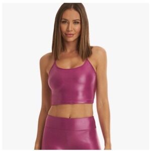Koral Leah Infinity Lustrous Shiny Sports Bra Tank in Rose Orchid Sz small NWOT